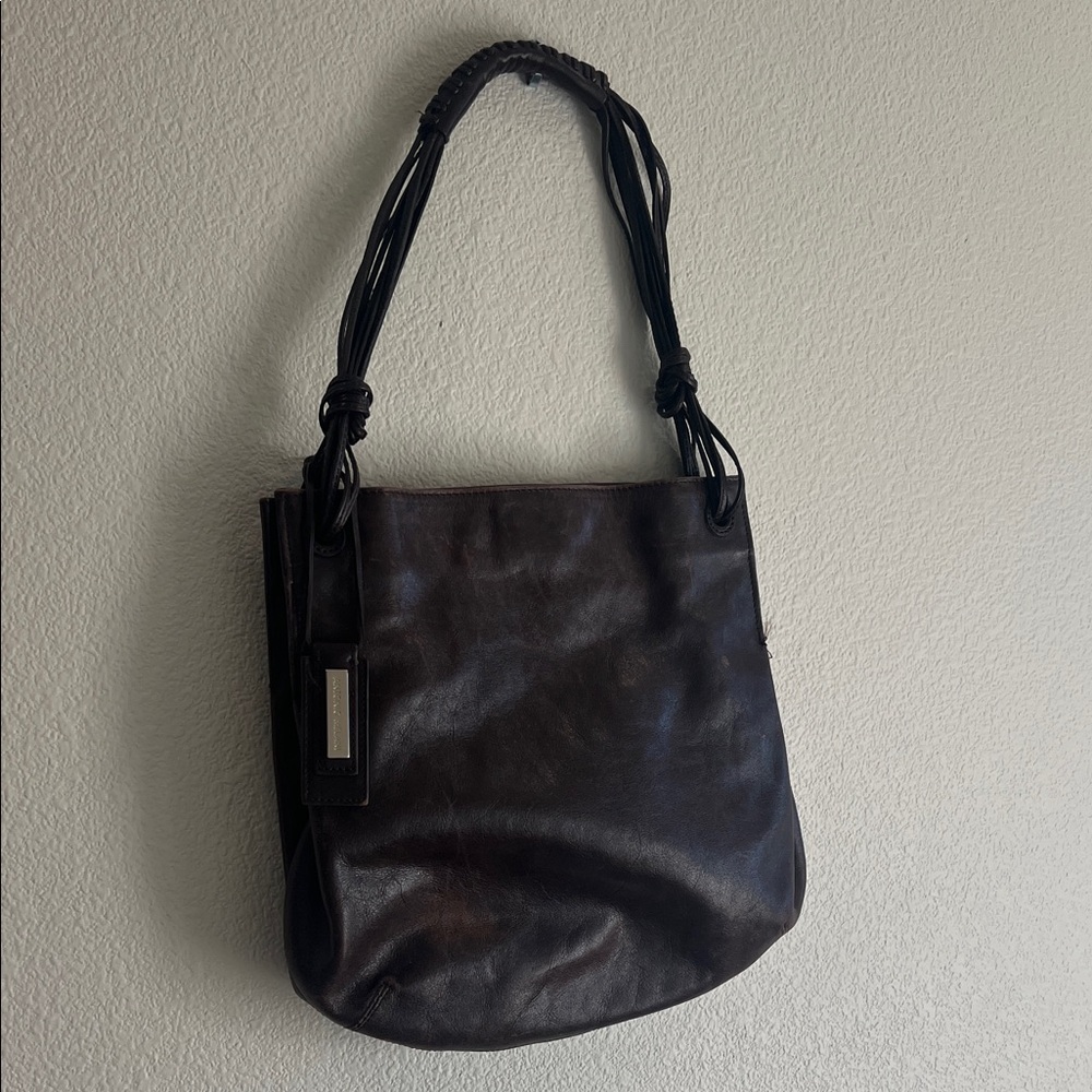 ANTONIO MELANI Dark Brown Leather Shoulder Bag